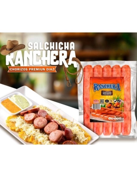 SALCHICHA RANCHERA (salsiccia), confezione da 5 pezzi, 400 Gr.prodotto surgelato
