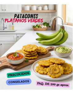 Patacones o tostones di plátano verde, surgelate precotte...